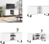 vidaXL Tv-meubel 104x35x50 cm bewerkt hout wit - Tv-meubel - Tv-meubelen - Tv Kast - Opbergkast