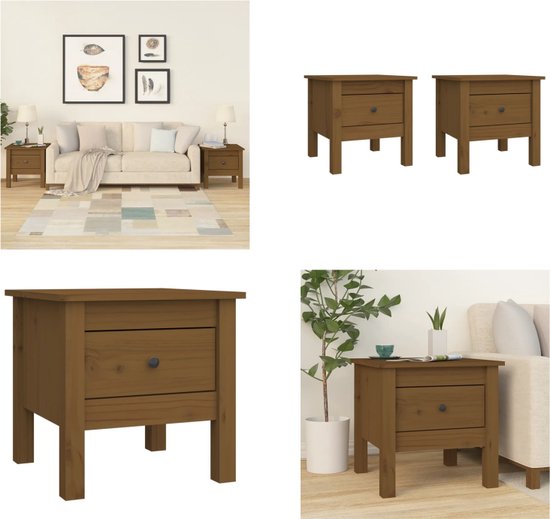 vidaXL Salontafel 50x50x45 cm massief grenenhout, bijzettafel, banktafel, koffietafel, woonkamertafel, tafel, tafeltje, bijzettafeltje, meubel