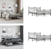 vidaXL Bedframe met hoofd- en voeteneinde metaal zwart 160x200 cm - Bedframe - Bedframes - Tweepersoonsbed - Bed