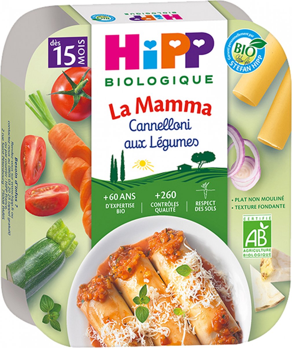 HiPP La Mamma Biologische Groente Cannelloni van 15 Maanden 250 g
