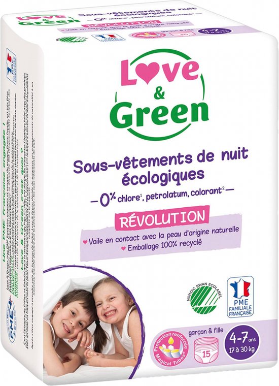 Love & Green Ecologisch Ondergoed 4-7 Jaar (17-30 kg) 15 Eenheden