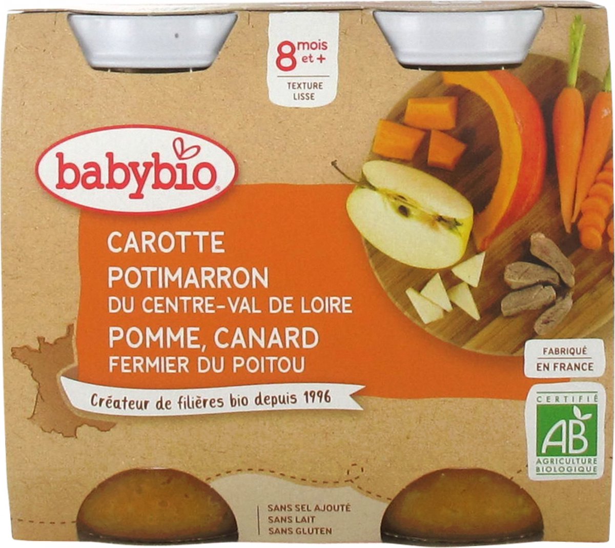 Goedkoopste Babybio Wortel Pompoen Appel Eend 8 Maanden en Ouder Biologisch 2 x 200g Kuipjes