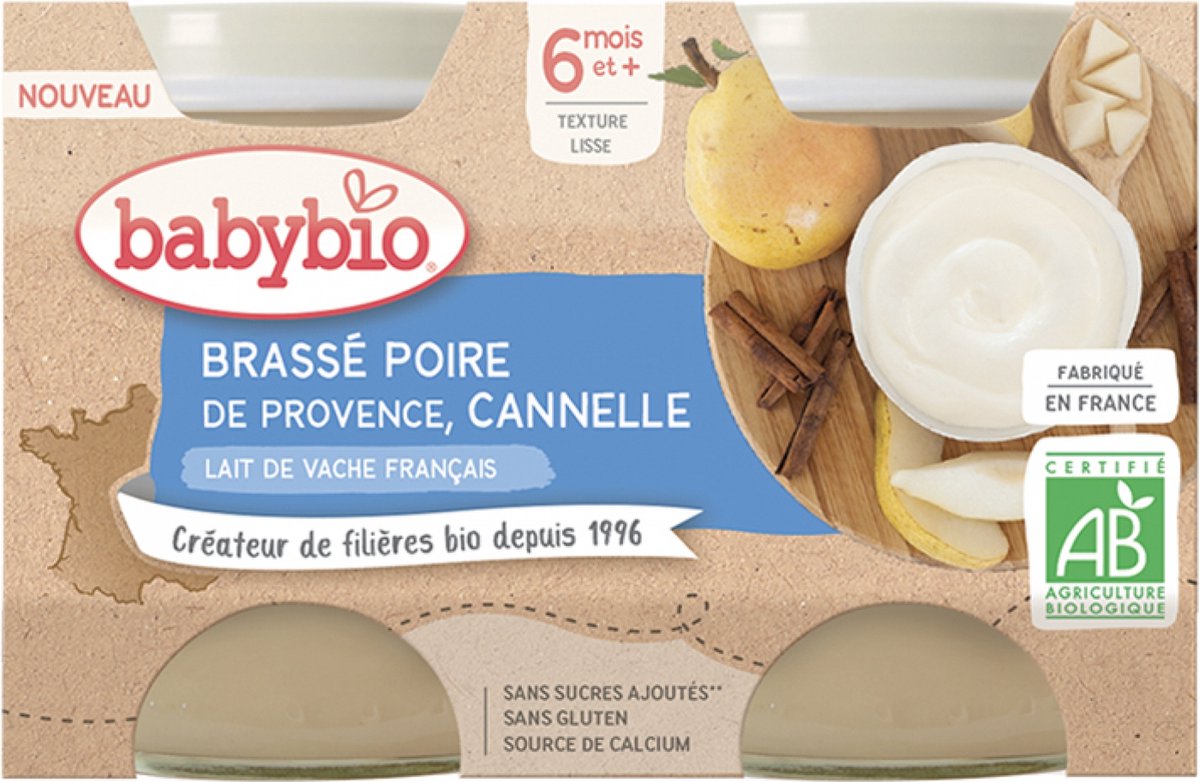 Goedkoopste Babybio Peer Kaneel Brouwsel 6 Maanden en Biologisch 2 x 130 g Potjes