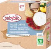 Babybio Lait de Chèvre Bio Pomme Nouvelle-Aquitaine Framboise 6 Mois et + 4 Bouteilles de 85 g