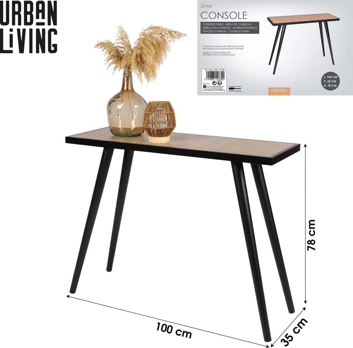 "CHELSEA" Gedecoreerde console 100x35xH78 cm