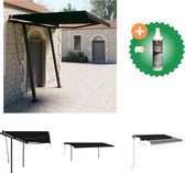 vidaXL Auvent extensible manuel avec poteaux 3 5x2 5 m Couleur anthracite Protection solaire pour fenêtre avec nettoyant