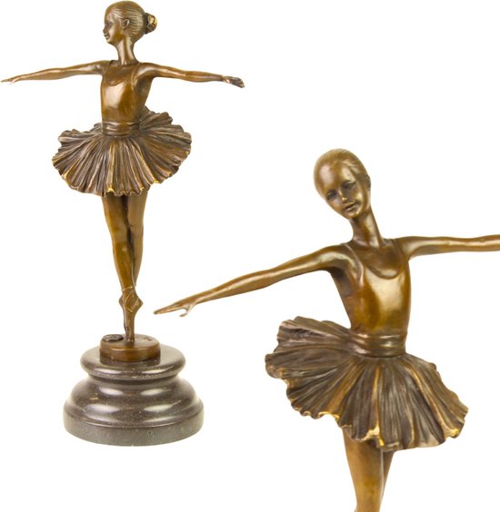Ballerina Beeldje - Bronzen Beeld - Ballet Danseres - Gesigneerd - Officiële Bronsstempel - Kunstwerk Sculptuur - Kunst Beelden - 22x10x29