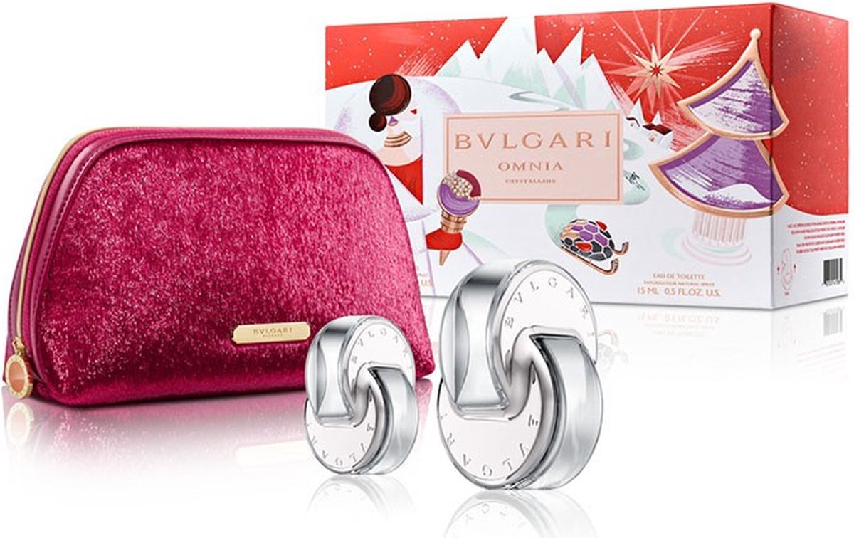 Goedkoopste Bvlgari Omnia Crystalline - Giftset - Eau de Toilette 65 ml Eau de Toilette 15 ml Luxe Bvlgari Pouch - Christmas Edition