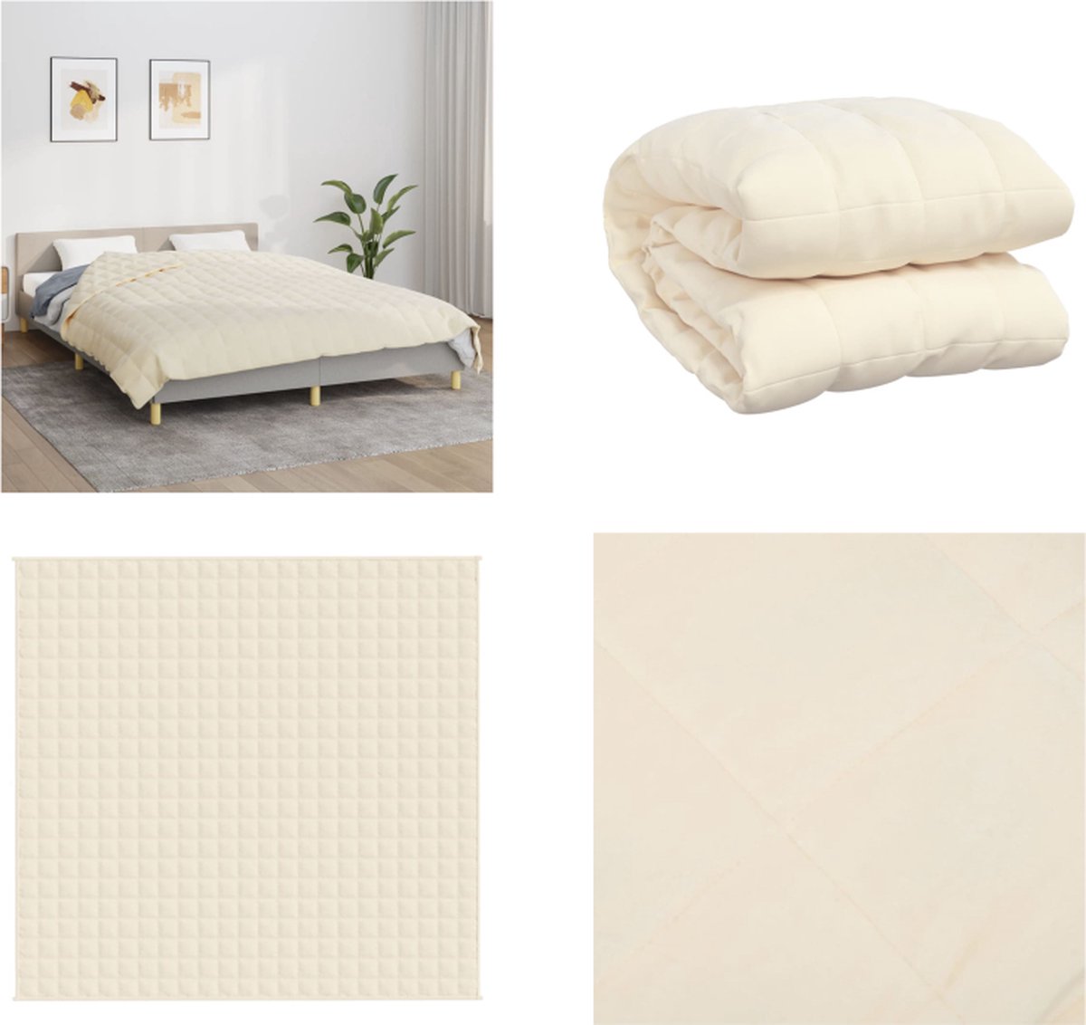 vidaXL - Verzwaringsdeken - 220x230 - cm - 11 - kg - stof - lichtcrèmekleurig