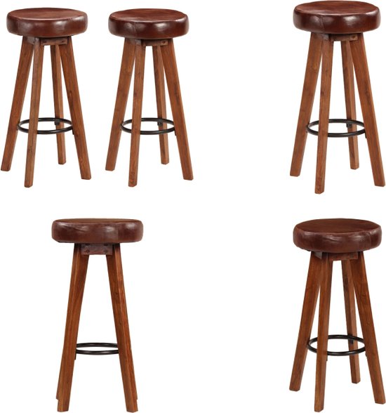vidaXL Inklapbare Houten Barkrukken - Teakhout - Set van 2
