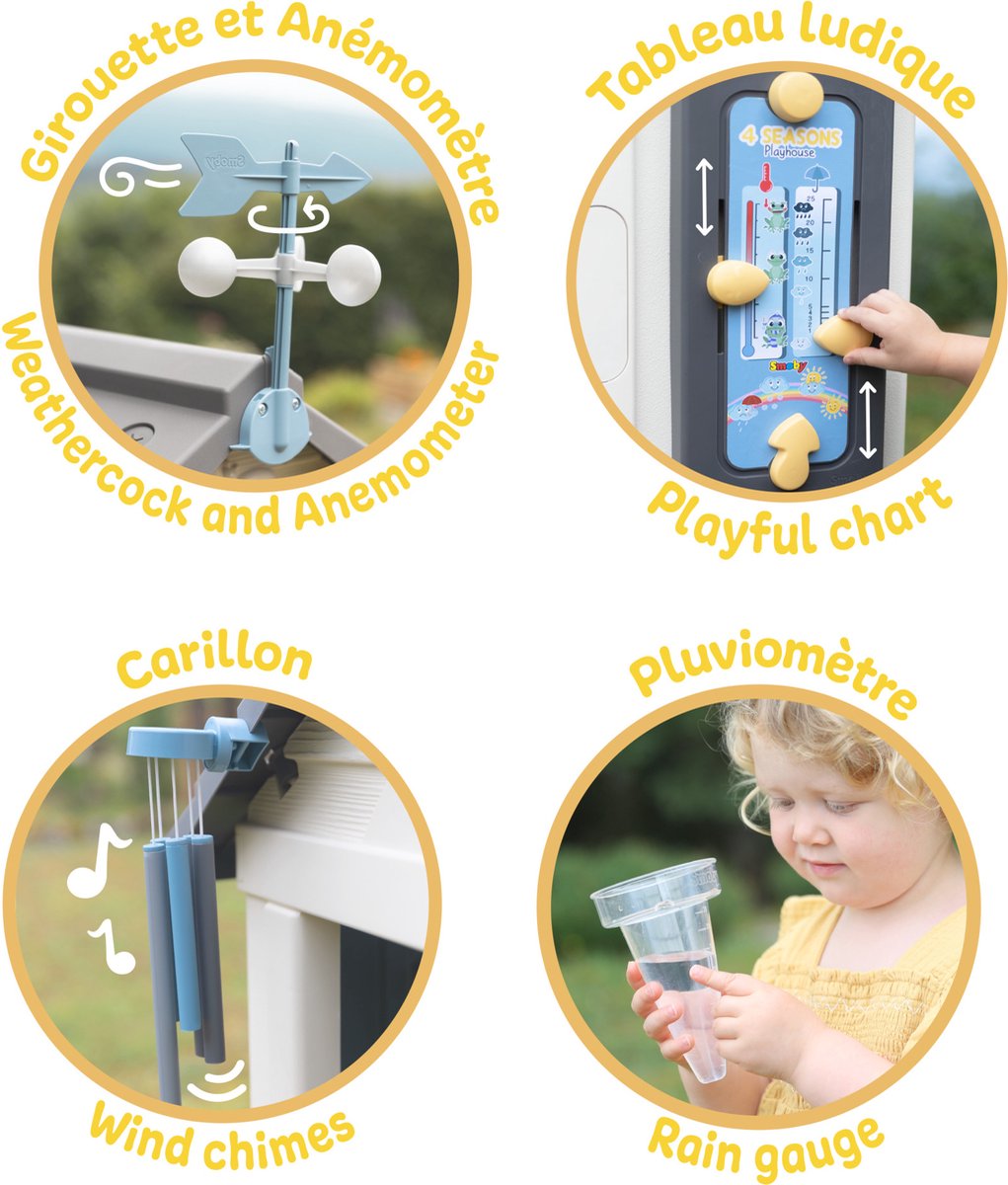 Smoby - 4 Seasons Playhouse - 4 Seizoenen huis - Windmeter - Regenmeter - Speelhuis — afbeelding 8