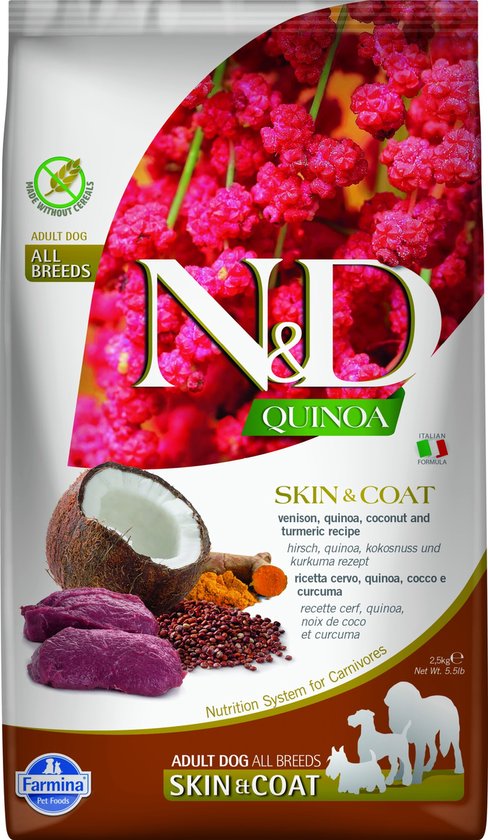 N&D Quinoa hondenvoeding Skin & Coat Hert 2.5 kg.
