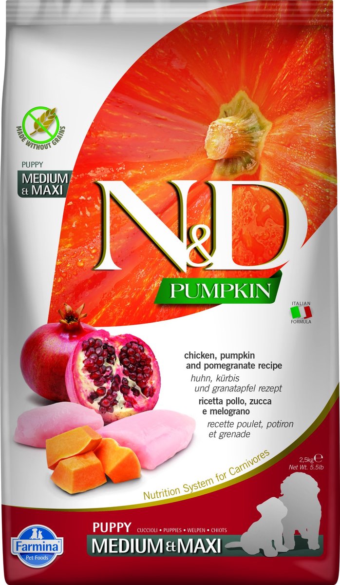 N&D FARMINA N&D Chicken, Pumpkin & Pomegranate Puppy Medium & Maxi - droog hondenvoer - 2,5 kg
