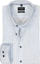 OLYMP No. 6 Six super slim fit overhemd - mouwlengte 7 - popeline - lichtblauw met wit dessin - Strijkvriendelijk - Boordmaat: 38