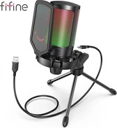 Microfoon - Gaming - USB - Streaming op PC, PS4, PS5 ,MAC - Podcast - Mute-Sensor met RGB-Statusindicator - Anti-Vibratie Schoksteun - Pop Filter - Zwart