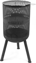 Bol.com BonFeu BonVes 45 Zwart Vuurkorf Staal - Vuurkorf met Grill en optioneel Plancha Bakken - Vuurkorf voor Sfeervolle Avonde... aanbieding