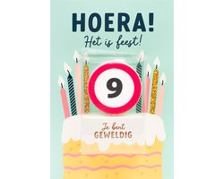 Verjaardagskaart met kaars | 9 jaar | Je bent geweldig