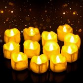 LED Waxinelichtjes Set - 12 Stuks Warm Wit - Romantische Sfeerverlichting op Batterijen - Veilig voor Valentijnsdag, Verjaardagen en Woondecoratie