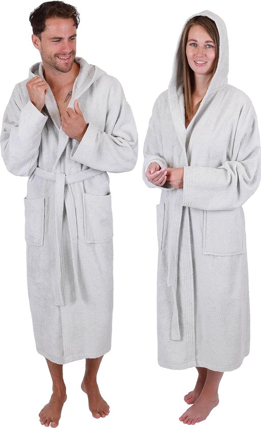 Badstofbadjas met capuchon voor heren en dames 100% katoenen saunabad Lange badjas saunajurk