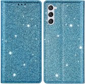 Coverup Glitter Book Case - Geschikt voor Samsung Galaxy S24 Hoesje - Lichtblauw