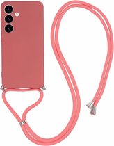 Coverup Colour TPU Back Cover met Koord - Geschikt voor Samsung Galaxy S24 Hoesje - Indian Red