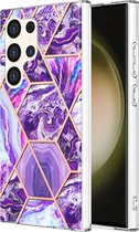 Coverup Marble Design TPU Back Cover - Geschikt voor Samsung Galaxy S24 Ultra Hoesje - Paars