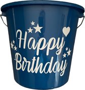 Cadeau Emmer-Happy Birthday-5 Liter-Blauw-Cadeau-Geschenk-Gift-Kado-Verjaardag