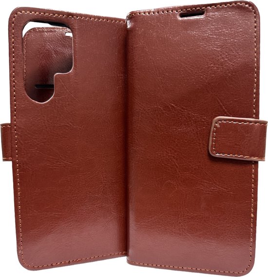 Samsung Galaxy S22 Ultra S908 case book case + 2 pièces Glas Screen Protector marron