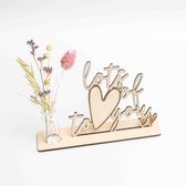Kadoosje "Lots of Love" (roze) - by Nordhus - houten kaartje - boeketje bloemen - origineel cadeau - valentijn - moederdag - dankjewel - zomaar - liefs - wenskaart - geschenkset