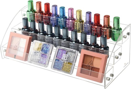 Rapid GLow Multifunctionele Organizer 3 Lagen | Serum Organizer | Nagellak Display | Nagellak Organizer | Nagellak opbergen | Nagelkoffer | Make up Organizer | Nail polish organizer