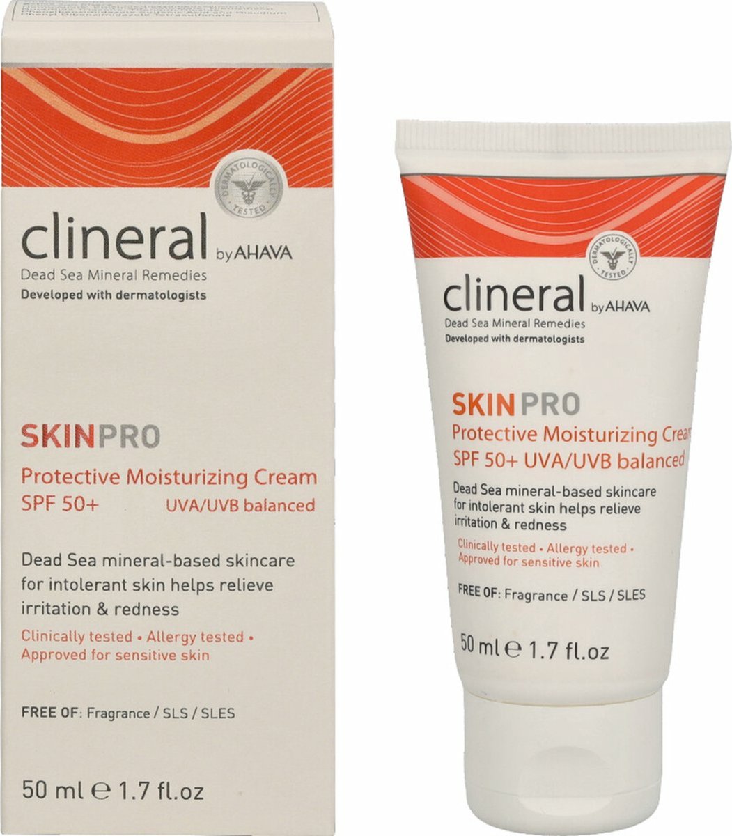 Goedkoopste AHAVA CLINERAL SKINPRO Beschermende Vochtcrème SPF50 - Kalmeert Irritatie & Vermindert Roodheid | Hoge SPF Bescherming | Geformuleerd met Dermatologen | Creme voor mannen & vrouwen - 50ml