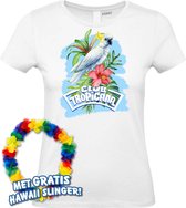 Dames t-shirt Kaketoe Tropical | Toppers in Concert 2024 | Club Tropicana | Hawaii Shirt | Ibiza Kleding | Wit Dames | maat XXXL