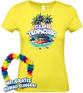 T-shirt Île Tropical Femme | Les meilleurs en concert 2024 | Club Tropicana | Chemise hawaïenne | Vêtements Ibiza | Dames jaune clair | taille XS