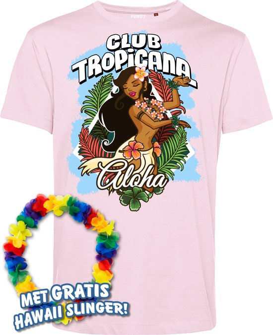T-shirt Hula Meisje Aloha | Toppers in Concert 2024 | Club Tropicana | Hawaii Shirt | Ibiza Kleding | Lichtroze | maat 4XL