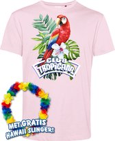 T-shirt Papegaai Tropical | Toppers in Concert 2024 | Club Tropicana | Hawaii Shirt | Ibiza Kleding | Lichtroze | maat XL