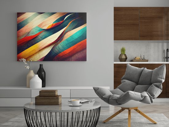 Canvas Schilderijen - Abstract Kleuren - Wanddecoratie - Interieur - Modern - 90x60x2 cm