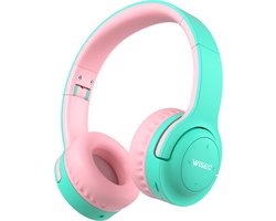 WiseQ HERO - Draadloze Koptelefoon Kinderen - Koptelefoon Kind met Volumebegrenzing en 38 uur Batterij - Mint Groen & Roze