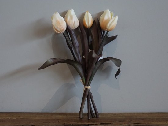 Countryfield - Kunst tulpen- -bloemen-kunst-voorjaar-Wit- Tulp Boeket Wit- Decoration4style - 30cm - 5 stelen - nep tulpen die net echt lijken - real touch tulpen – kunstbloemen