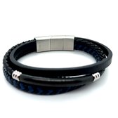 Heren armband - Armband Leer - Armband met magnetische sluiting- Stainless steel - valentijn cadeautje voor hem