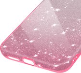 Hoesje Geschikt voor Xiaomi Redmi 13C Glitter Silicone Halfstijf Dun, Wit / Roze