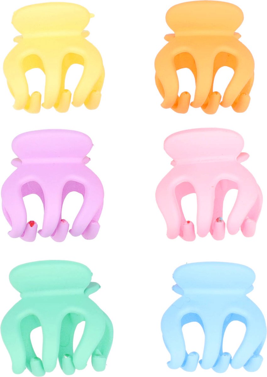 Haarsoires Haarspeld Haarklemmen 2cm – Klein Spinvorm – Pastel Kleuren – Set van 6 - Haarclip Klem - Hair Claw - voor Opsteken Haar - Hair Clip - Decoratieve Haaraccessoire