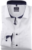 OLYMP Luxor modern fit overhemd - satijnbinding - wit - Strijkvriendelijk - Boordmaat: 45