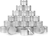 Belle Vous Boîtes à bougies en métal 24 pièces avec Couvercles - Boîtes rondes réutilisables de 240 ml - Mini pots de rangement pour la fabrication de Bougies, l'artisanat, les Voyages/ Camping, les fêtes et plus encore