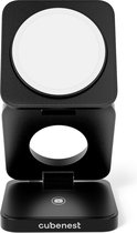 Cubenest 3-in-1 opvouwbare aluminium draadloze oplader, compatibel met Magsafe, draadloze oplader voor iPhone 12-15, Apple Watch 7/8/9, Ultra/2, totaal vermogen 20 W, zwart