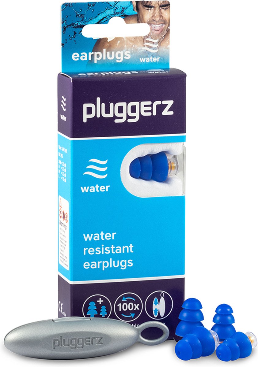 Pluggerz earplugs Water - Zwemoordopjes - Zwem oordoppen voor volwassene en kinderen - Met filter - Pluggerz