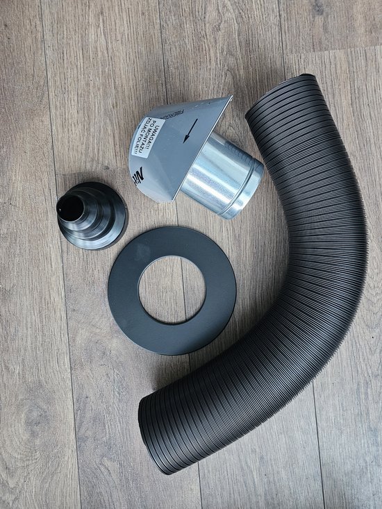 Externe luchtaanvoer houtkachel / pelletkachel, Universeel 40100mm Incl gevelrooster bol