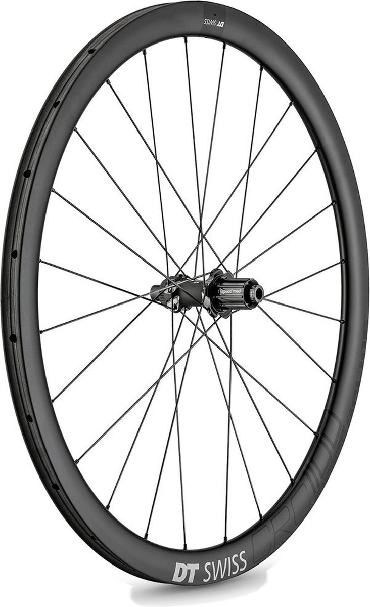 Dt Swiss Crc 1100 Spline 38 Cl Disc Tubular Achterwiel Racefiets Zwart 12 x 142 mm / Shimano/Sram HG