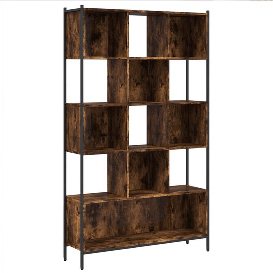 vidaXL - Boekenkast - 102x28x172 - cm - bewerkt - hout - gerookt - eikenkleurig