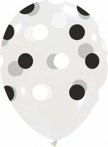 Transparant met zwart-wit polka dots Ballonnen, 6 stuks, 30 cm