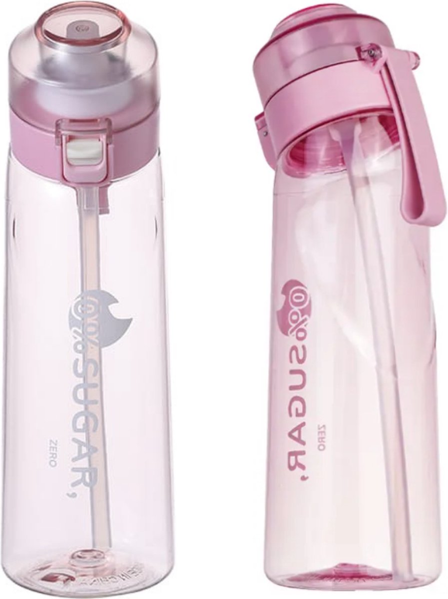 ReNew Geurwater Drinkfles - 650ml Roze - Inclusief 2 Air Pods - BPA vrij – Tritan – Vegan – 0% Suiker - Water Up - Met Schoonmaakborstel – Beginnerskit – Met Rietje – Smaak